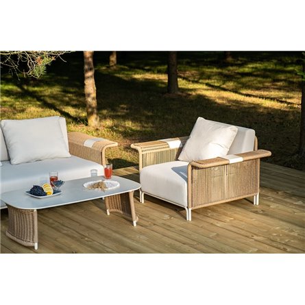 "Мальдивы" лаунж-зона из искусственного ротанга, цвет соломенный