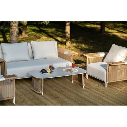 "Мальдивы" лаунж-зона из искусственного ротанга, цвет соломенный