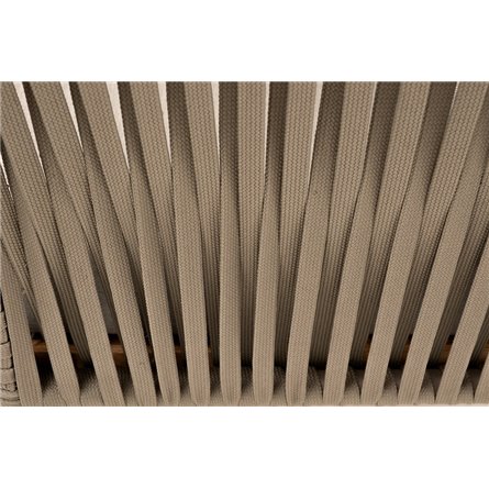 "Мальорка" кресло плетеное из роупа, основание дуб, роуп серо-коричневый 23мм, ткань бежевая 052