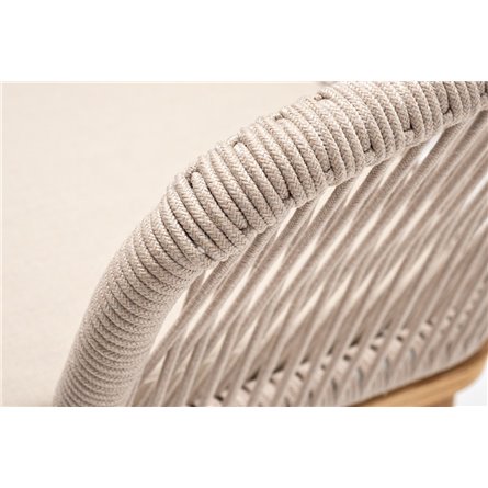 "Марсель" стул плетеный из роупа, основание дуб, роуп бежевый круглый, ткань бежевая 052