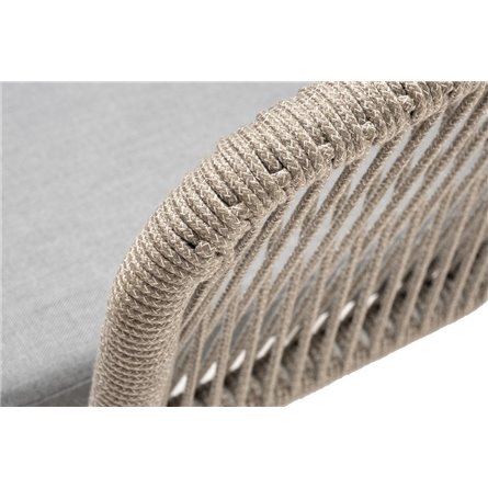 "Марсель" стул плетеный из роупа, каркас алюминий светло-серый (RAL7035) муар, роуп серый меланж круглый, ткань светло-серая