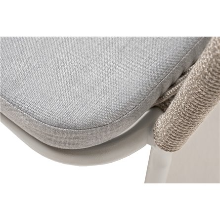 "Марсель" стул плетеный из роупа, каркас алюминий светло-серый (RAL7035) муар, роуп серый меланж круглый, ткань светло-серая