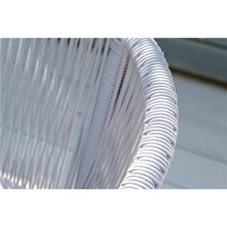 "Марсель" стул плетеный из роупа, каркас алюминий темно-серый (RAL7024) муар, роуп светло-серый круглый, ткань светло-серая