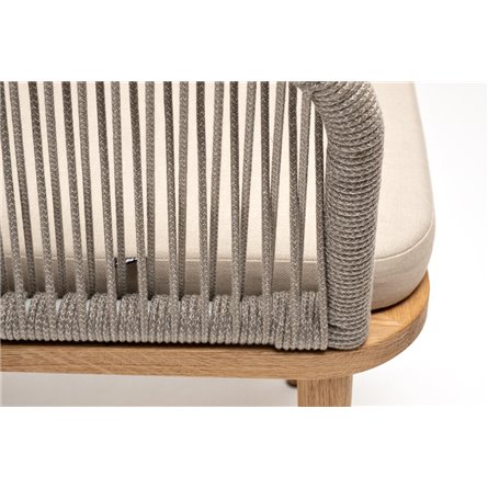 "Марсель" стул плетеный из роупа, основание дуб, роуп серый меланж круглый, ткань бежевая 052