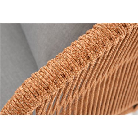 "Милан" диван 2-местный плетеный из роупа, каркас алюминий светло-серый (RAL7035) муар, роуп оранжевый меланж круглый, ткань све