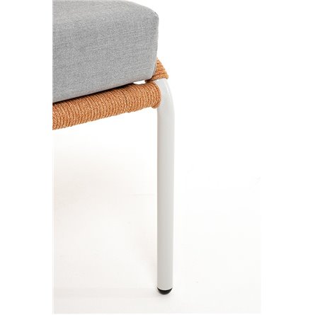 "Милан" диван 2-местный плетеный из роупа, каркас алюминий светло-серый (RAL7035) муар, роуп оранжевый меланж круглый, ткань све