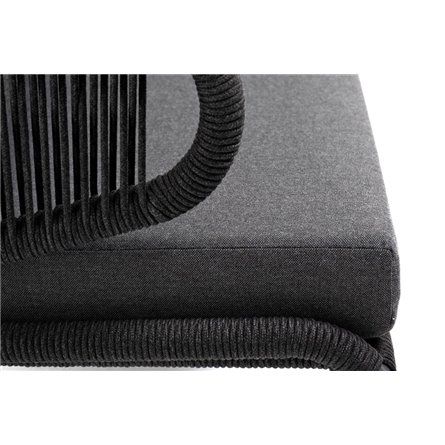 "Милан" диван 2-местный плетеный из роупа, каркас алюминий темно-серый (RAL7024) муар, роуп темно-серый круглый, ткань темно-сер