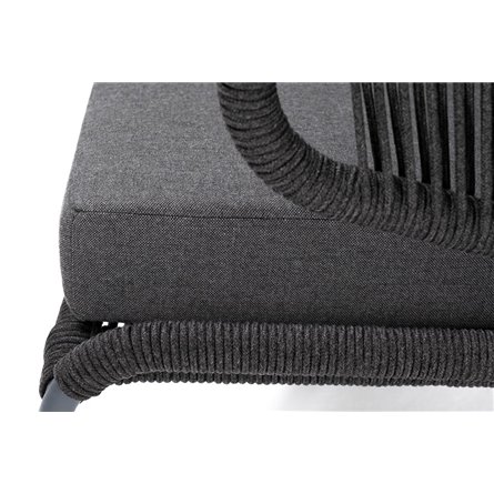 "Милан" диван 2-местный плетеный из роупа, каркас алюминий темно-серый (RAL7024) муар, роуп темно-серый круглый, ткань темно-сер