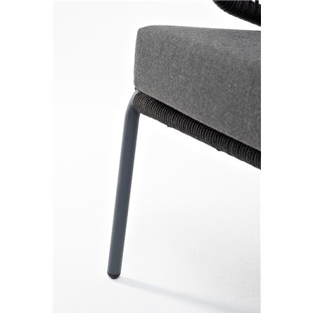 "Милан" диван 3-местный плетеный из роупа, каркас алюминий темно-серый (RAL7024) муар, роуп темно-серый круглый, ткань темно-сер