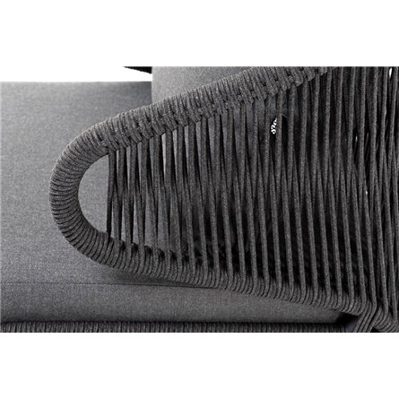 "Милан" кресло плетеное из роупа, каркас алюминий темно-серый (RAL7024) муар, роуп темно-серый круглый, ткань темно-серая 027