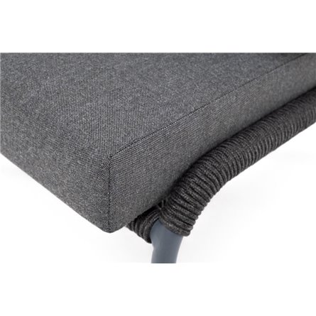 "Милан" кресло плетеное из роупа, каркас алюминий темно-серый (RAL7024) муар, роуп темно-серый круглый, ткань темно-серая 027