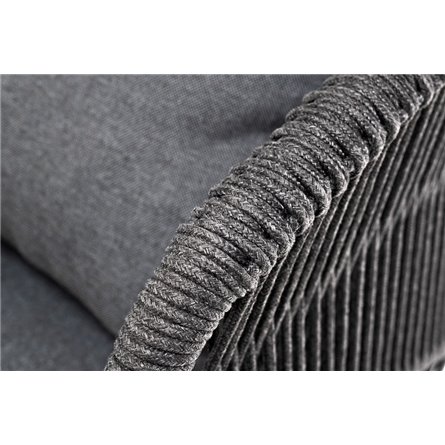 "Милан" кресло плетеное из роупа, каркас алюминий темно-серый (RAL7024) муар, роуп темно-серый круглый, ткань темно-серая 027