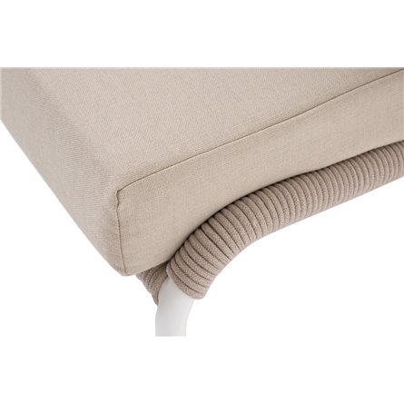 "Милан" кресло плетеное из роупа, каркас алюминий белый муар, роуп бежевый круглый, ткань бежевая 035