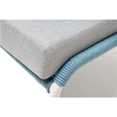 "Милан" кресло плетеное из роупа, каркас алюминий светло-серый (RAL7035) муар, роуп бирюзовый круглый, ткань светло-серая