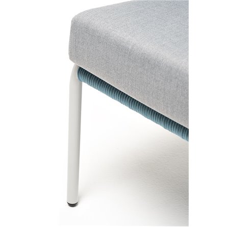 "Милан" кресло плетеное из роупа, каркас алюминий светло-серый (RAL7035) муар, роуп бирюзовый круглый, ткань светло-серая