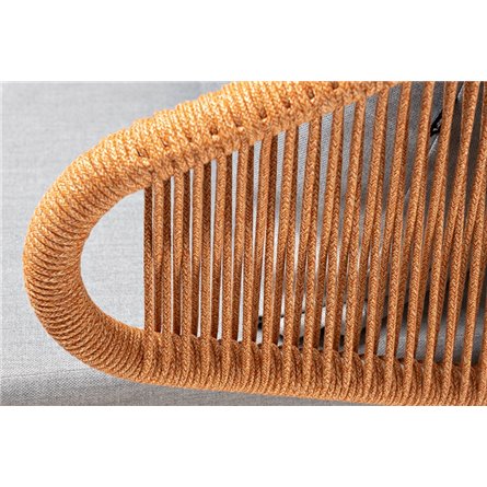 "Милан" кресло плетеное из роупа, каркас алюминий светло-серый (RAL7035) муар, роуп оранжевый меланж круглый, ткань светло-серая