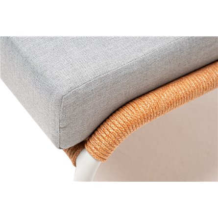 "Милан" кресло плетеное из роупа, каркас алюминий светло-серый (RAL7035) муар, роуп оранжевый меланж круглый, ткань светло-серая