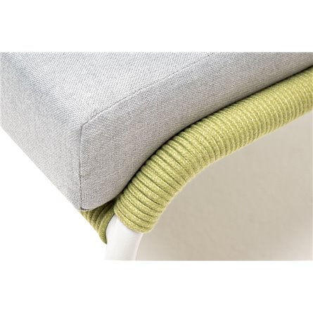 "Милан" кресло плетеное из роупа, каркас алюминий светло-серый (RAL7035) муар, роуп салатовый меланж круглый, ткань светло-серая