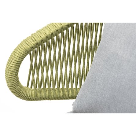 "Милан" кресло плетеное из роупа, каркас алюминий светло-серый (RAL7035) муар, роуп салатовый меланж круглый, ткань светло-серая