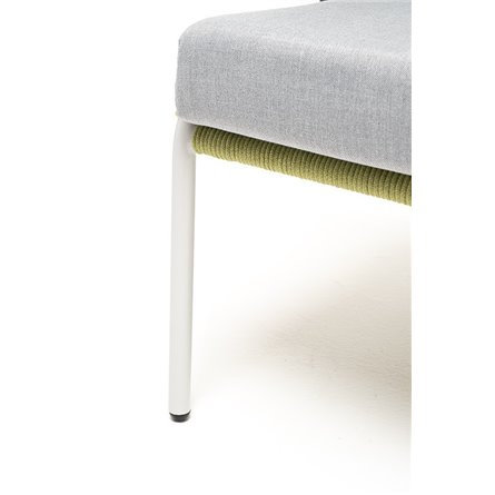 "Милан" кресло плетеное из роупа, каркас алюминий светло-серый (RAL7035) муар, роуп салатовый меланж круглый, ткань светло-серая