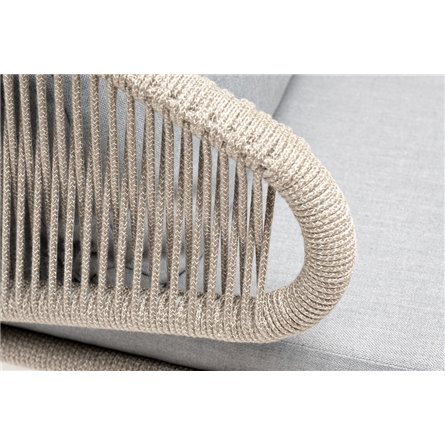 "Милан" кресло плетеное из роупа, каркас алюминий светло-серый (RAL7035) муар, роуп серый меланж круглый, ткань светло-серая