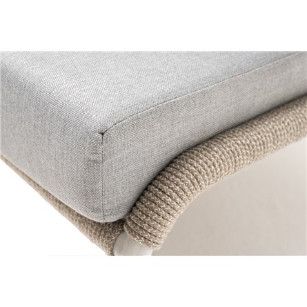 "Милан" кресло плетеное из роупа, каркас алюминий светло-серый (RAL7035) муар, роуп серый меланж круглый, ткань светло-серая