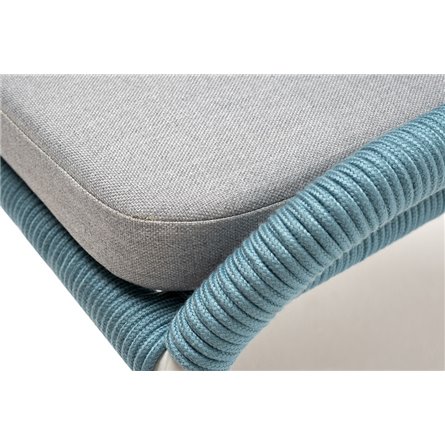 "Милан" стул плетеный из роупа, каркас алюминий светло-серый (RAL7035) муар, роуп бирюзовый круглый, ткань светло-серая