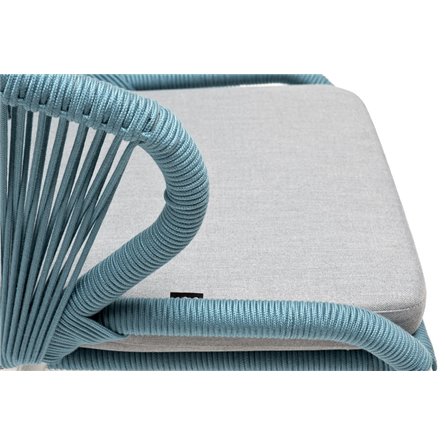 "Милан" стул плетеный из роупа, каркас алюминий светло-серый (RAL7035) муар, роуп бирюзовый круглый, ткань светло-серая