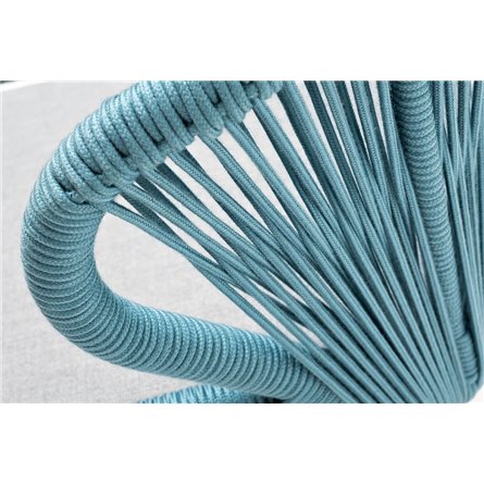 "Милан" стул плетеный из роупа, каркас алюминий светло-серый (RAL7035) муар, роуп бирюзовый круглый, ткань светло-серая
