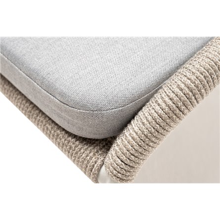 "Милан" стул плетеный из роупа, каркас алюминий светло-серый (RAL7035) муар, роуп серый меланж круглый, ткань светло-серая