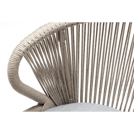 "Милан" стул плетеный из роупа, каркас алюминий светло-серый (RAL7035) муар, роуп серый меланж круглый, ткань светло-серая