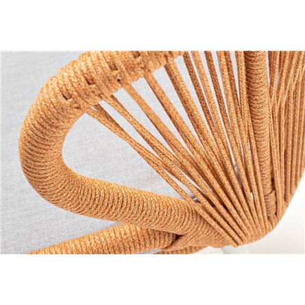 "Милан" стул плетеный из роупа, каркас алюминий светло-серый (RAL7035) муар, роуп оранжевый меланж круглый, ткань светло-серая