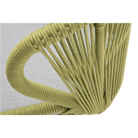 "Милан" стул плетеный из роупа, каркас алюминий светло-серый (RAL7035) муар, роуп салатовый меланж круглый, ткань светло-серая