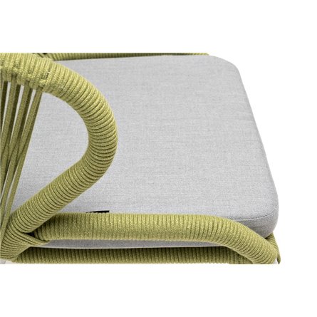 "Милан" стул плетеный из роупа, каркас алюминий светло-серый (RAL7035) муар, роуп салатовый меланж круглый, ткань светло-серая