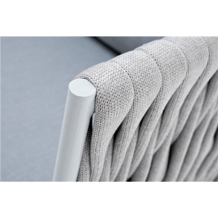 "Монако" кресло плетеное из роупа, каркас алюминий светло-серый (RAL7035) муар, роуп светло-серый 40 мм, ткань светло-серая