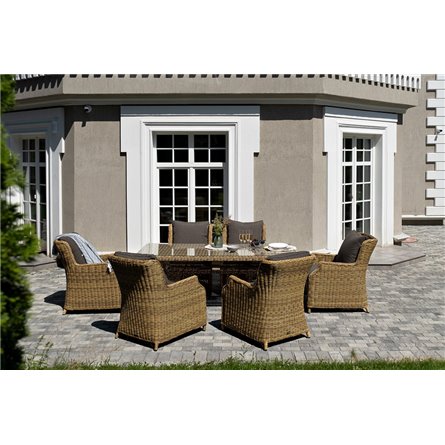 "Неаполь" обеденная группа плетеная из искусственного ротанга, цвет соломенный