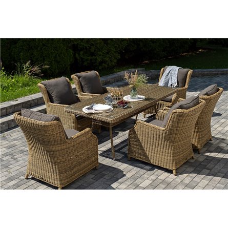 "Неаполь" обеденная группа плетеная из искусственного ротанга, цвет соломенный