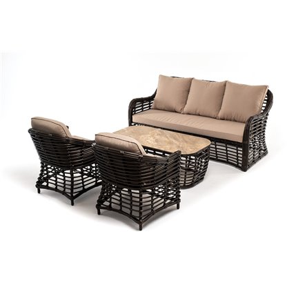 "Ницца" лаунж-зона из искусственного ротанга, цвет бронзовый