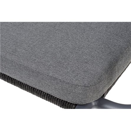 "Нуар" стул плетеный из роупа, каркас алюминий темно-серый (RAL7024) муар, роуп темно-серый круглый, ткань темно-серая 027