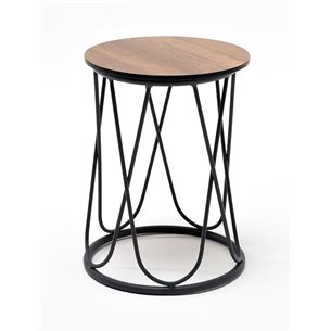 "Перу" журнальный стол из HPL круглый Ø40 H55, каркас из алюминия темно-серый (RAL 7024) муар, цвет столешницы "дуб"