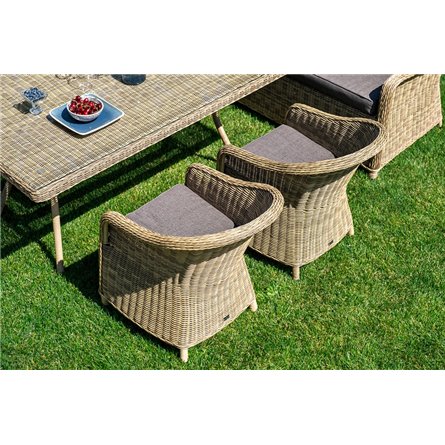 "Равенна" плетеное кресло из искусственного ротанга, цвет соломенный с серой подушкой