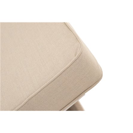 "Ривьера" шезлонг плетеный из роупа, каркас алюминий белый муар, роуп бежевый круглый, ткань бежевая 052