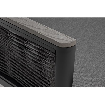 "Сан Ремо" диван 2-местный плетеный из роупа, каркас алюминий темно-серый, роуп серый, ткань серая