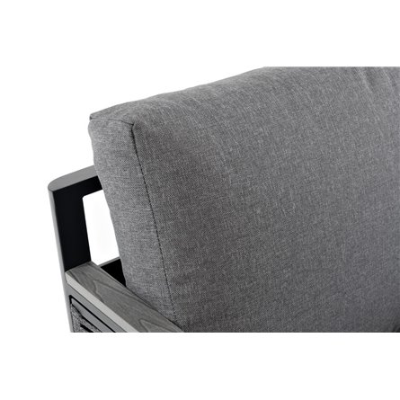 "Сан Ремо" кресло плетеное из роупа садовое, каркас алюминий темно-серый, роуп серый, ткань серая