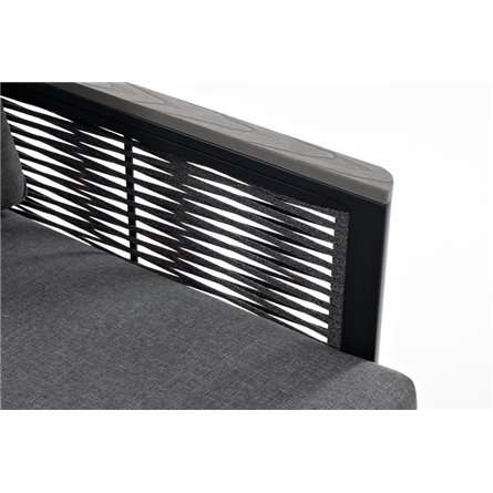 "Сан Ремо" кресло плетеное из роупа садовое, каркас алюминий темно-серый, роуп серый, ткань серая