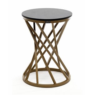 "Сантьяго" журнальный стол из HPL круглый Ø40 H55, каркас из стали золотой, цвет столешницы "серый гранит"