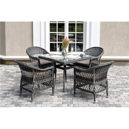 "Сицилия" обеденная группа плетеная, цвет графит