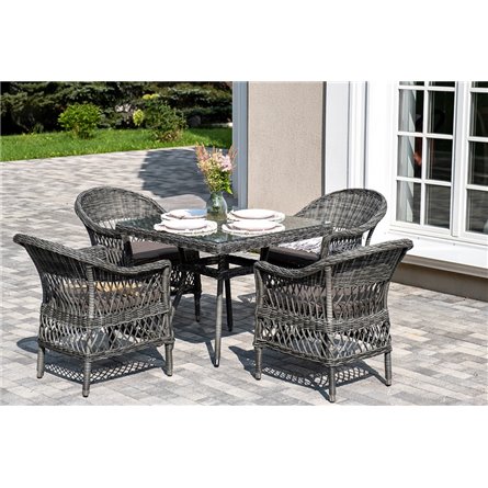 "Сицилия" обеденная группа плетеная, цвет графит