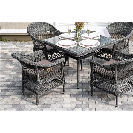 "Сицилия" обеденная группа плетеная, цвет графит