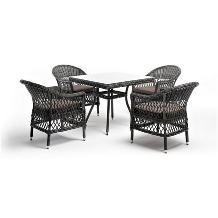 "Сицилия" обеденная группа плетеная, цвет графит